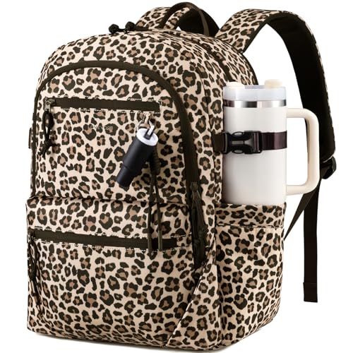 LOVEVOOK Laptop Backpack with Cute Pendant,17.3 Inch Travel Work Backpack Computer Laptop Bag with Large Cup Holder,Waterproof Nurse Teacher College Backpack Purse,Gifts for Women & Men, Leopard print - color: Leopard Print, size: 17 Inch