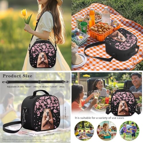 3Pcs Kid Backpack Set Backpack with Lunch Bag Pencil Case 3 Pack Set Elementary School Bag Bookbag 17 Inch Daypack Capybara Cherry Blossom Print - color: Fish