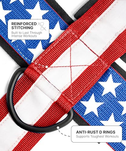 DMoose Fitness Neck Harness for Weight Lifting - Soft Padded Head & Chin Strap with 30" Heavy Duty Steel Chain - Neck Exerciser, Trainer & Strengthener to Support Injury Recovery and Intense Workouts - color: American