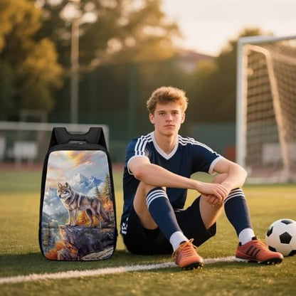 Basketball Backpack With Separate Ball Compartment And Shoes Fit Basketball Volleyball Football - color: Forest Wolf