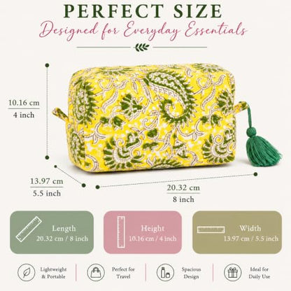 Huar Travel Makeup Bag- Large Capacity Cosmetic Bags for Women - color: Lemon Bloom