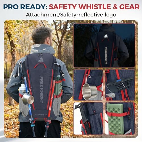 Bseash 45L Waterproof Hiking Camping Backpack with Rain Cover, Outdoor Sport Travel Bag Daypack for Climbing Skiing Cycling (Navy Blue) - color: Navy Blue