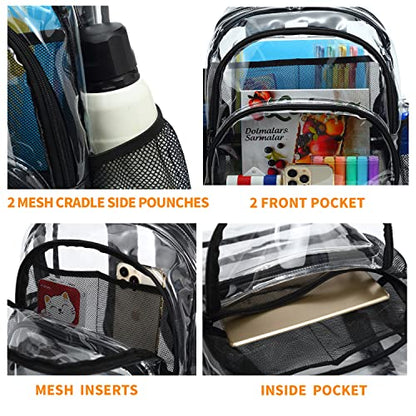 Clear Backpack, Clear Bag Stadium Large See Through Bookbag Heavy Duty PVC Transparent Backpacks for School - color: Purple-1pack