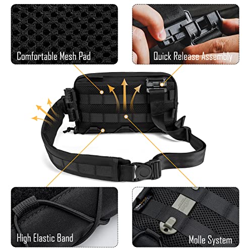 TACTICAL_GEEK Cache L3 EDC Sling Bag Chest, Lightweight Shoulder Daypack, 500D Nylon, Travel Hiking Concealed Carry, Crossbody Bag, Tactical Backpack, Hiking Ambidextrous Strap Black - color: Black