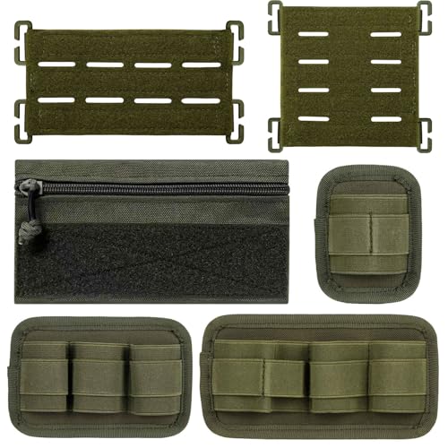 6 Piece Tactical Bag Insert Pack, Modular Elastic Loop Panel Organizers Pouch Insert Attachment with Hook Backed Fastener for Backpack Accessories - color: Green