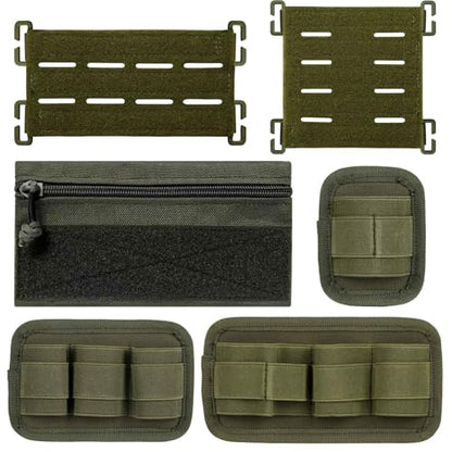 6 Piece Tactical Bag Insert Pack, Modular Elastic Loop Panel Organizers Pouch Insert Attachment with Hook Backed Fastener for Backpack Accessories - color: Green