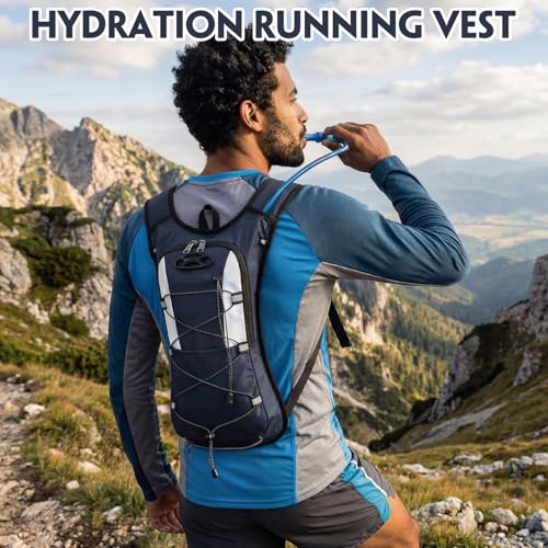 Sadnyy 4 Pack Hydration Backpack with 2l Water Bladder Lightweight Adjustable Reflective Hydration Pack for Outdoor Thicken Water Backpack Hiking Essential for Men Running, Cycling