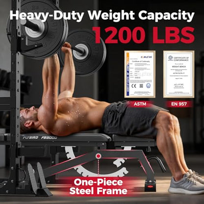 FLYBIRD Adjustable Weight Bench, Full Body Workout Bench for Home Garage Gym Strength Training, Incline Flat Decline for Sit Up Bench Press - color: black