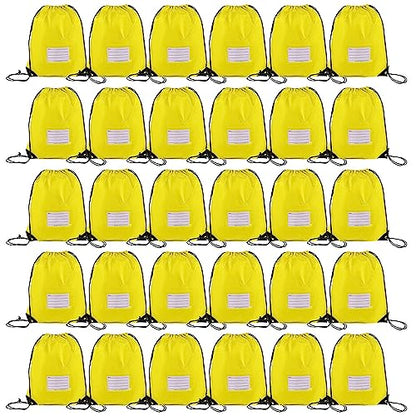 CODOBON 30 Pack Drawstring Bags,Bulk Draw String Backpack, DIY Gym Sports Cinch Bag Sackpack for Women Men, Yellow - color: Yellow