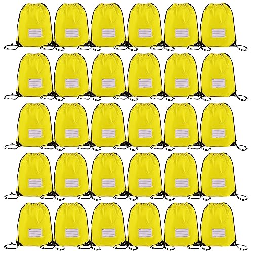 CODOBON 30 Pack Drawstring Bags,Bulk Draw String Backpack, DIY Gym Sports Cinch Bag Sackpack for Women Men, Yellow - color: Yellow