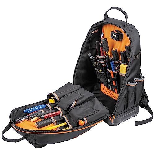 Klein Tools 62800BP Backpack Tool Bag, 40 Pockets, Black/Orange - style: Full-Size
