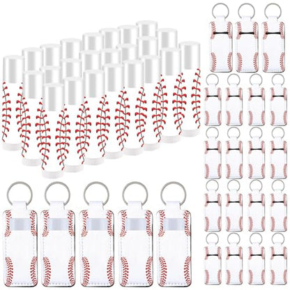24 Sets Baseball Party Favors Lip Balm and Lipstick Holder Keychain Bulk Sport Ball Team Gifts Natural Moisturizing Lip Balm Keychains Portable Pouch for Team Baseball Sports Party Supplies - style: Baseball