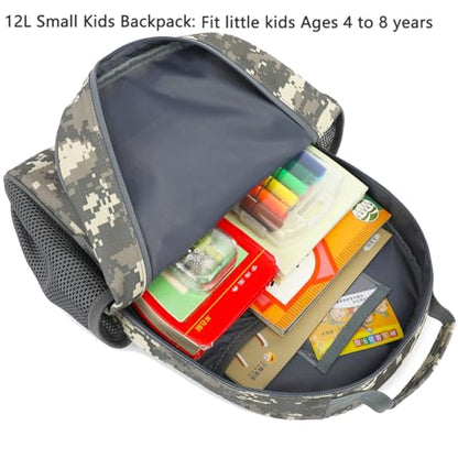 FlowFly Kids Backpack for Toddler Boys Girls, Simple Lightweight Bookbag for Daycare Kindergarten Elementary School Travel, Small Modern Bag (Medium 15''), Digital Camo - color: Digital Camo, style: Kids Medium: 12l