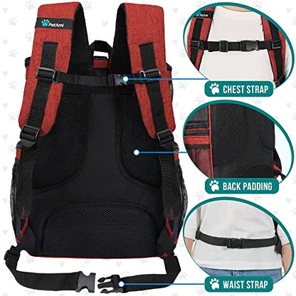PetAmi Dog Backpack Carrier, Airline Approved 4-Way Entry Cat Backpack Carrier, Ventilated Mesh, Collapsible Pet Carrier for Small Puppy, Kitten, Hiking, Travel Car, Vet, up to 18 lbs, Red - color: Red