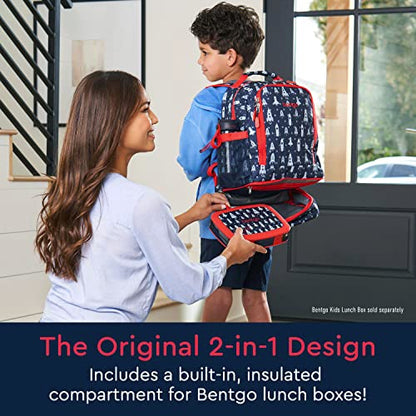 Bentgo Kids 2-in-1 Backpack & Insulated Lunch Bag - Durable 16” Backpack & Lunch Container in Unique Prints for School & Travel - Water Resistant, Padded & Large Compartments (Rocket) - color: Rocket