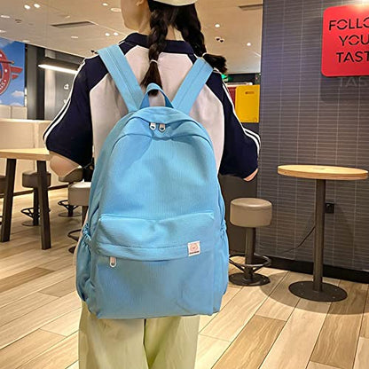 Eagerrich Aesthetic Cute School Backpack for Teens Girls Laptop Bag - color: Blue