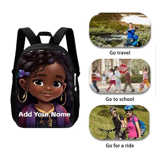 Personalized Backpacks for Girls Bookbag Ages 8-10/6-8 African Book Bag Elementary/Kindergarten School Bag Custom Name Back Pack - color: African Black Girl-21