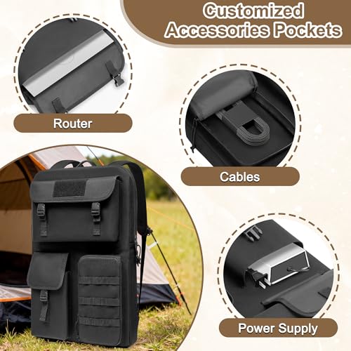 Trunab Carrying Case Compatible with Starlink Gen 3, Soft Travel Backpack Bag with Multi-pocket for Starlink Satellite Dishes and All Accessories, Ideal for Outdoor, RV Trip, Camping, Black