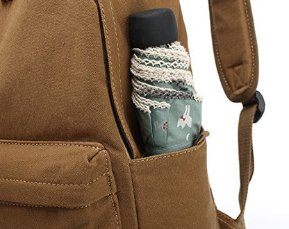 kayond Casual Style Lightweight canvas Laptop Bag/Durable Travel backpacks/Rucksack for Men&Women/Fashion Backpack Fits 15 inch Notebook (Brown) - color: Brown