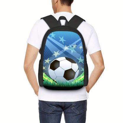 3PCS Soccer Backpack Set, 16" Lightweight Football Daypack, Soccer Ball Print Casual Laptop Backpack for Travel Camping Work (style-10) - color: Style-10