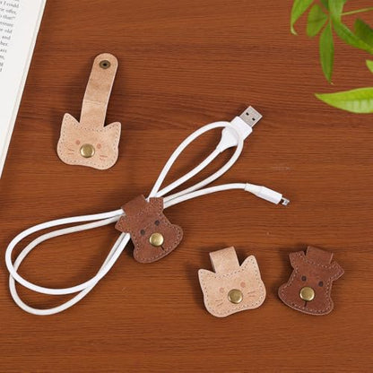 2 PCS Cord Organizer,Cord Keeper,Cable Organizer USB Holder,Cable Straps,Earbud case,wrap Headphone,Headset Winder,Earphone Clips Ties,stocking stuffers Gifts for Women Leather Pet - style: Pet