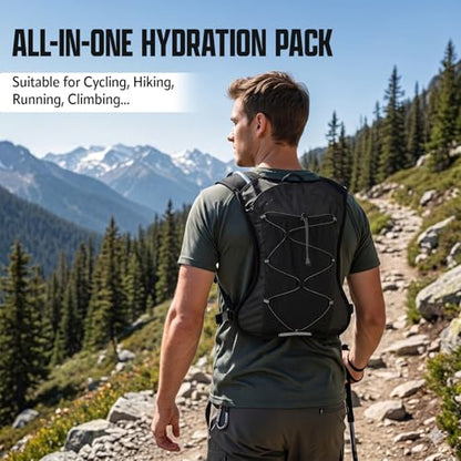 HIPONY Hydration Backpack with 2L Leak-Proof Water Bladder, Lightweight Running Hydration Pack, Adjustable Vest Style Water Backpack for Trail Running, Cycling and Biking - size: 2L Bladder & Two 500ML Soft Bottles