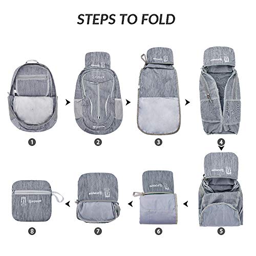 ZOMAKE 25L Ultra Lightweight Packable Backpack, Foldable Hiking Backpacks Water Resistant Small Folding Daypack for Travel(Medium Grey) - color: Medium Grey