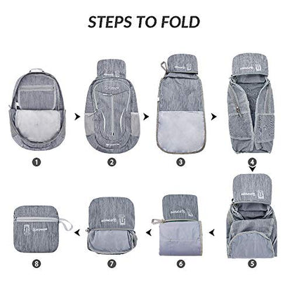 ZOMAKE 25L Ultra Lightweight Packable Backpack, Foldable Hiking Backpacks Water Resistant Small Folding Daypack for Travel(Medium Grey) - color: Medium Grey
