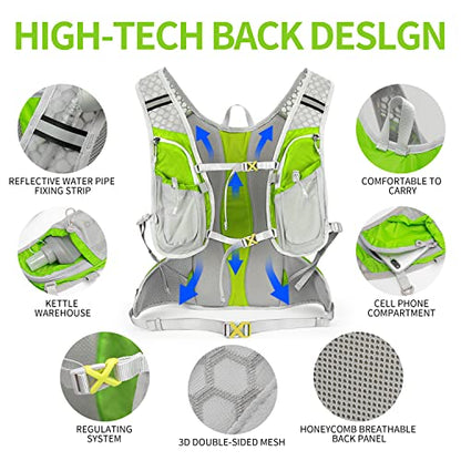 IX INOXTO Hydration Pack Backpack, Lightweight Water Backpack with 2L Hydration Bladder Daypack for Men Women,Running Hydration Vest for Trail Running Hiking Cycling Race Climbing - color: Fruit green