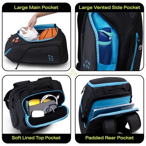 DefiantMind Large Premium Basketball Bag, Backpack, For Elite Youth, Boys, Girls, For Shoes or Cleats, Water Bottles, School, also great for Volleyball, Soccer