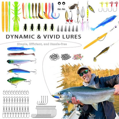 Fishing Backpack with Rod Holder and Tackle Boxes, Cooler, Large 50L Fishing Gear Bag with 139 Fishing Lures Kit, Fish Tool Set, Fish Gifts for Men Woman-Grey Backpack - color: Grey