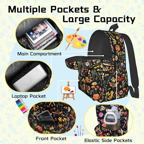 Butterflies Moths Flower Backpack School Bag Lightweight Bookbag Casual Daypack for Girls Boys Kids Women Men Travel Laptop 16 Inch - color: Moths