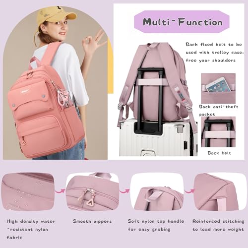Bansusu 3Pcs Girls Backpack and Lunchbox Set for School Kids, Solid Color School Bag Backpack for Girls with Lunch Bag, Purple - color: 3pcs-purple