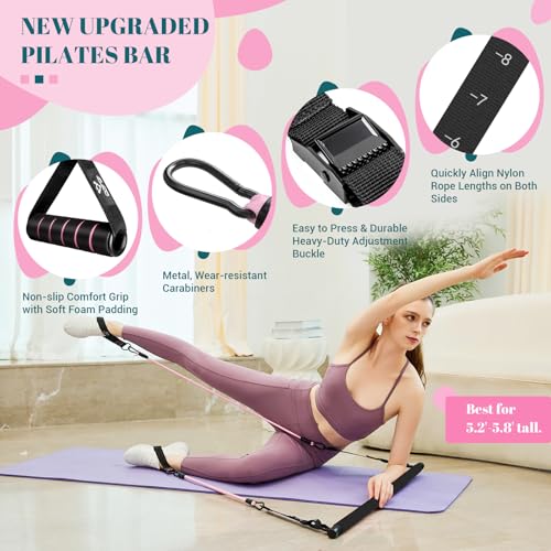 COFOF Pilates Bar Kit with Resistance Bands, Multifunctional Yoga Pilates Bar with Heavy-Duty Metal Adjustment Buckle, Portable Home Gym Pilates Resistance Bar Kit for Women Full Body Workouts - color: Jet Black