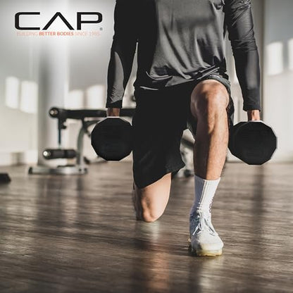 CAP Barbell Coated Hex Dumbbell Weight - Single | 10-120 lbs | Multiple Options - size: 15 lb, style: 12-Sided - Black Handle