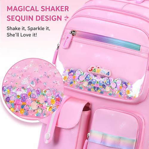 3PCS Kids Backpack Set, School Backpack with Lunch Bag & Pencil Case, Lightweight Waterproof Bookbag for Kids (Pink Sequin) - color: Pink Sequin