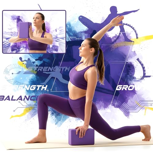 4 Pcs Yoga Blocks 9 x 6 x 3.15 Inch Eva Foam Lightweight Non Slip Yoga Props for Pilates Stretching and Meditation Exercise Blocks Lightweight Yoga Essentials