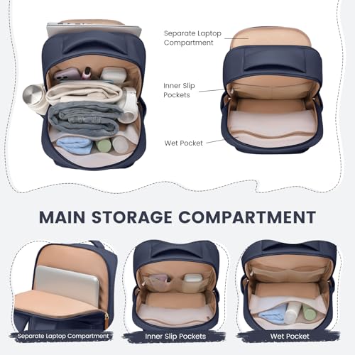 GOLF SUPAGS Lunch Backpack 16 Inch Laptop Backpack with Insulated Cooler Lunch Box Food Bag for College Work Camping Picnics (Navy Blue) - color: Navy Blue