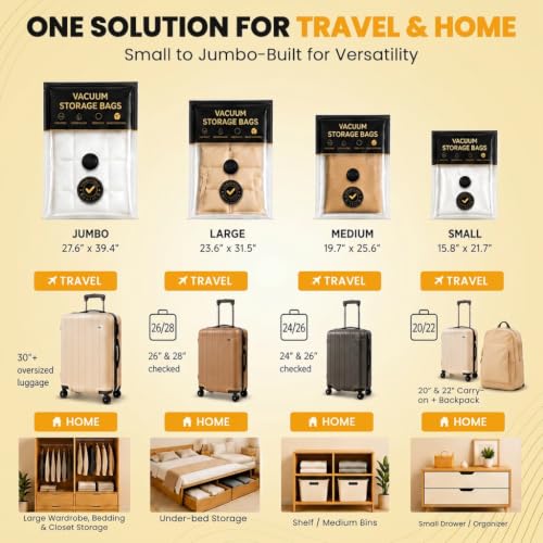 Vacuum Storage Bags with Electric Pump, Travel Vacuum Bags with USB-C Pump, Vacuum Seal Bags for Clothing Travel, Compression Sacks for Suitcase Packing, Reusable Space Saver Bags (16 Pack)