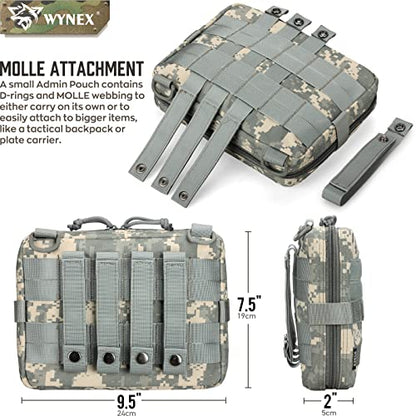WYNEX Tactical Admin Molle Pouch, Medical EDC EMT Utility Bag Shell Design Attachment Pouches 1000D Nylon Hiking Belt Bags - color: ACU Camo