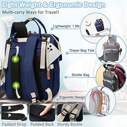 SHITIESHOU Diaper Bag Backpack Baby Bag, Baby Girl Boy Diaper Bag for Dad Mom with Pad, 16 Pockets, Pacifier Case, Large Diaper Bags Unisex for Travel (Blue) - color: Dark Blue1