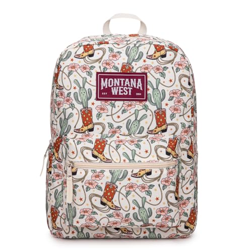 Montana West Backpack for Women Men 2 PCS Lightweight College Bookbags Casual Daypack Backpacks for Commute & Travel - color: Western Khaki
