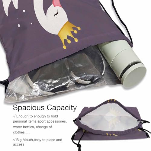 Be The Queen Drawstring Bags Beautiful White Romantic Dreaming Swan Princess Draw String Back Bag Men Women - color: Be the Queen
