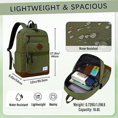 Chase Chic School Backpack for Men Women,Water Resistant Bookbag/Schoolbag/Daypack for Teen Boys Girls High School,College,Work,Travel Green - color: Green