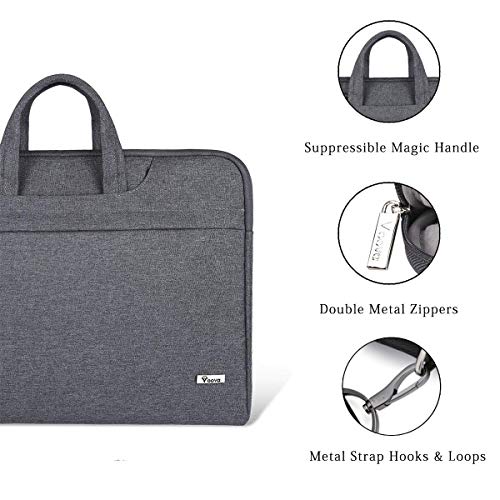 Voova Laptop Bag 17 17.3 Inch Water-resistant Laptop Sleeve Case with Shoulder Straps & Handle, Computer Case Cover Slim Briefcase Compatible with 17-18” Hp Dell Asus Acer, Grey - color: Grey, size: 17-17.3 In