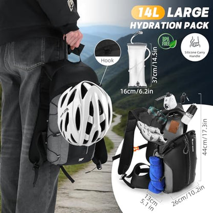 Hydration Backpack - Lightweight Water Backpack with 2L Water Bladder, Small Hiking Backpack for Running Cycling Camping Rave for Men Women - color: Gray1