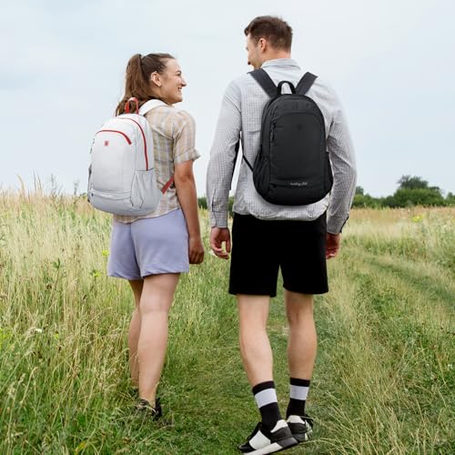 25L Lightweight Hiking Backpack with Chest Strap for Women Men, Foldable Daypack with Waterproof Wet Pocket for Travel, White - color: White