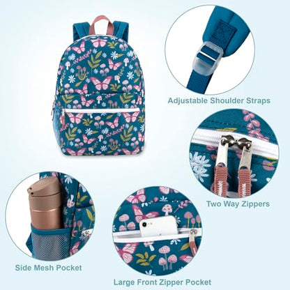 Trail maker 17 inch Backpack for Travel & Commute, Zippered Front & Mesh Side Pockets, Padded Straps - color: Butterfly Garden