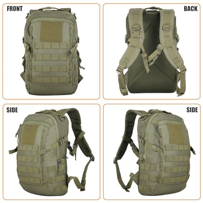 Small Tactical Backpack Military Daypack 12L Molle Bag Rucksack Army Daypack for Outdoor,Hiking,Camping,Travel (Green) - color: Green