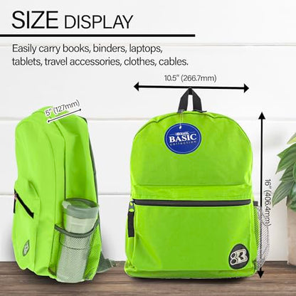 BAZIC Products 1034 Basic Backpack, Lime Green, 16" - color: Lime Green, size: 16"